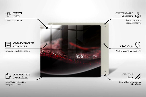 Kuchynská doska zo skla Červené víno v pohári