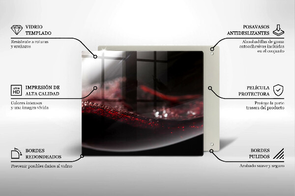 Kuchynská doska zo skla Červené víno v pohári