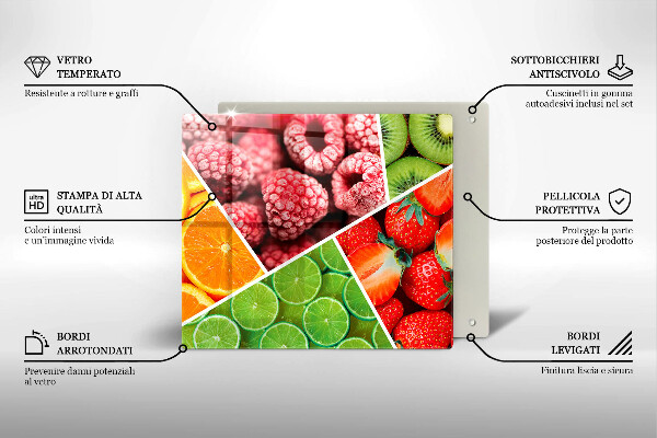 Kuchynská doska zo skla Farebné ovocie