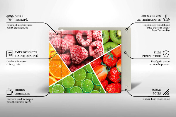 Kuchynská doska zo skla Farebné ovocie