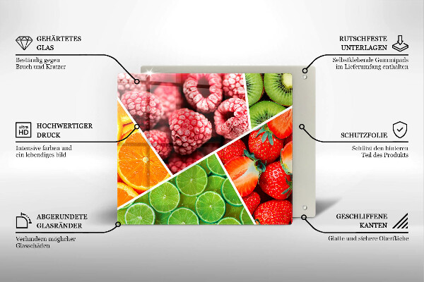 Kuchynská doska zo skla Farebné ovocie