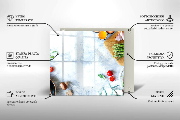 Kuchynská doska zo skla Ingrediencie v kuchyni