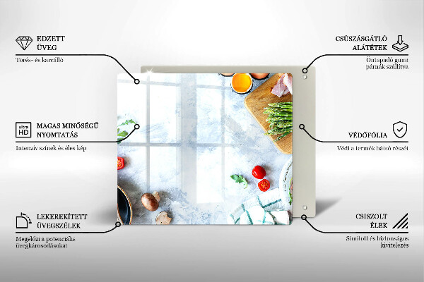 Kuchynská doska zo skla Ingrediencie v kuchyni