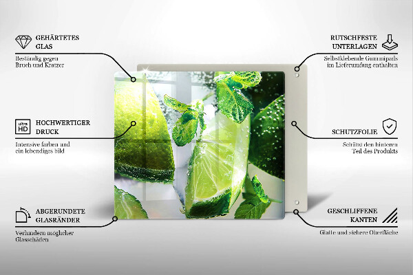 Sklenená doska na krájanie Voda s vápnom a ľadom