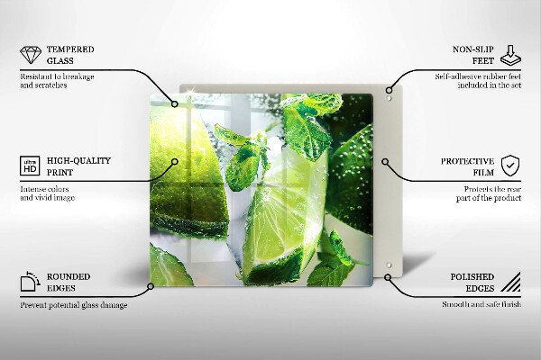 Sklenená doska na krájanie Voda s vápnom a ľadom