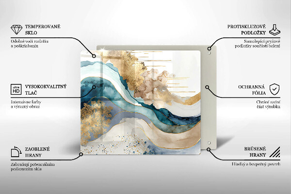 Sklenená doska na krájanie Farebný mramor