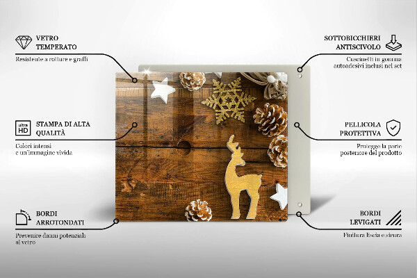 Sklenená doska na krájanie vianočné dekorácie