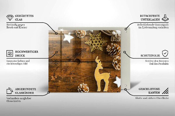 Sklenená doska na krájanie vianočné dekorácie