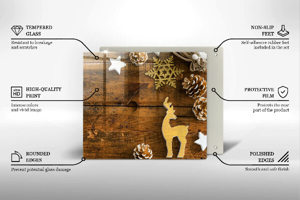 Sklenená doska na krájanie vianočné dekorácie