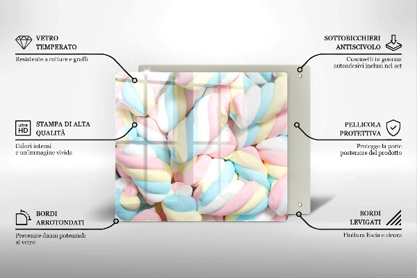 Sklenená doska na krájanie Farebné marshmallows