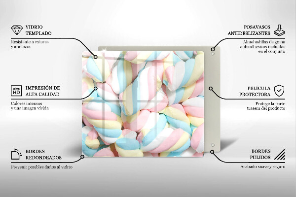 Sklenená doska na krájanie Farebné marshmallows