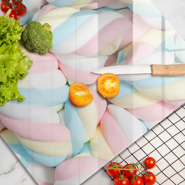 Sklenená doska na krájanie Farebné marshmallows