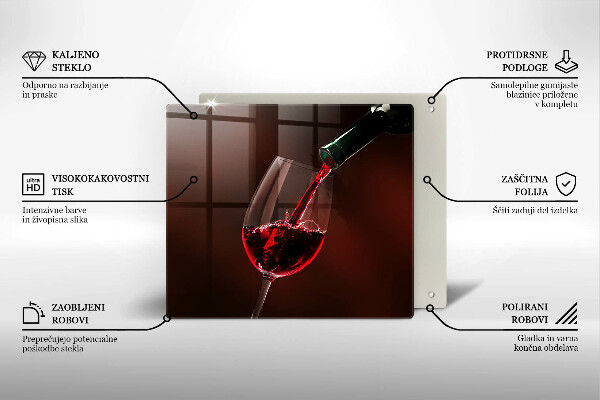 Sklenená doska na krájanie Pohár vína