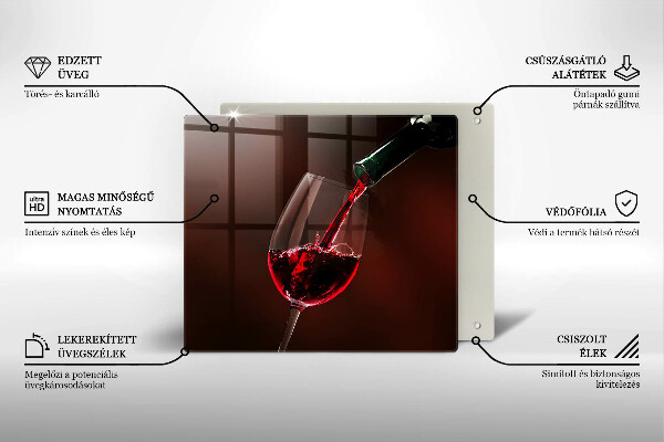 Sklenená doska na krájanie Pohár vína