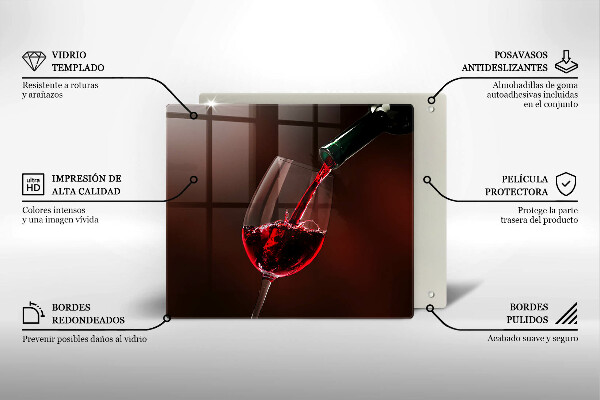 Sklenená doska na krájanie Pohár vína