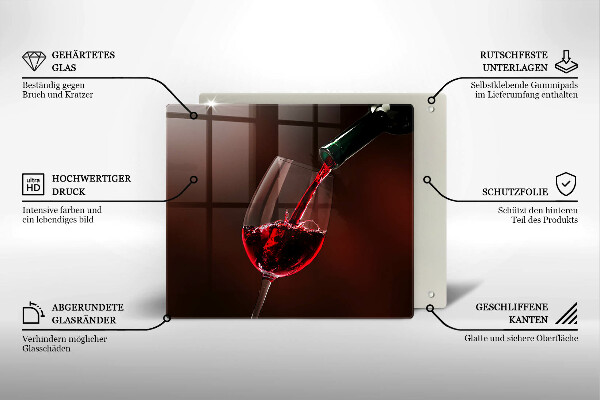 Sklenená doska na krájanie Pohár vína