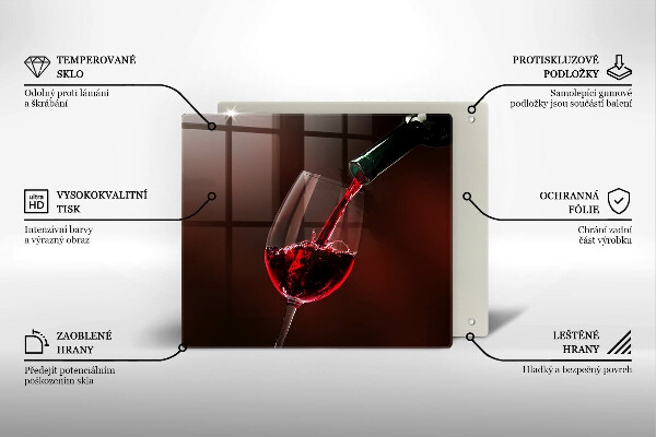 Sklenená doska na krájanie Pohár vína