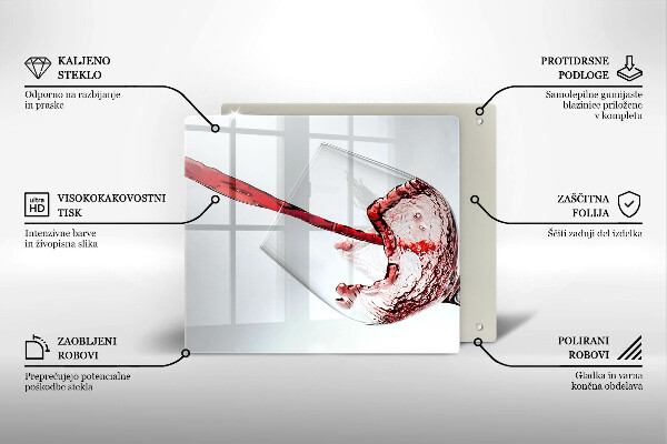 Sklenená doska na krájanie červené víno