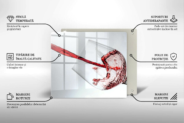 Sklenená doska na krájanie červené víno