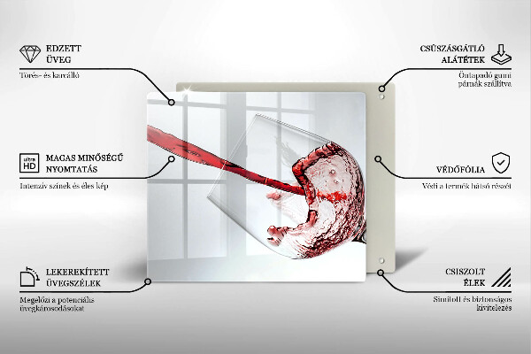 Sklenená doska na krájanie červené víno
