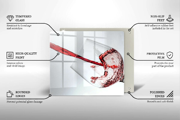 Sklenená doska na krájanie červené víno