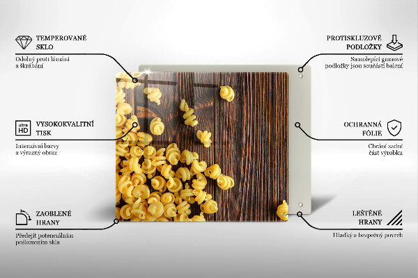 Sklenená doska na krájanie Cestoviny na stole