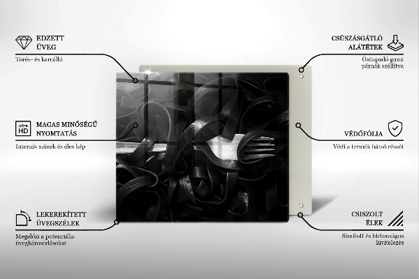Sklenená doska na krájanie Čierne cestoviny Tagliatelle