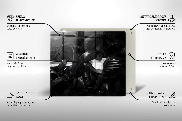 Sklenená doska na krájanie Čierne cestoviny Tagliatelle