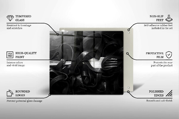 Sklenená doska na krájanie Čierne cestoviny Tagliatelle