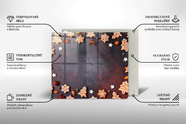 Sklenená doska na krájanie Perníkové Vianoce