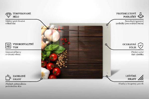 Sklenená doska na krájanie Zelenina na stole