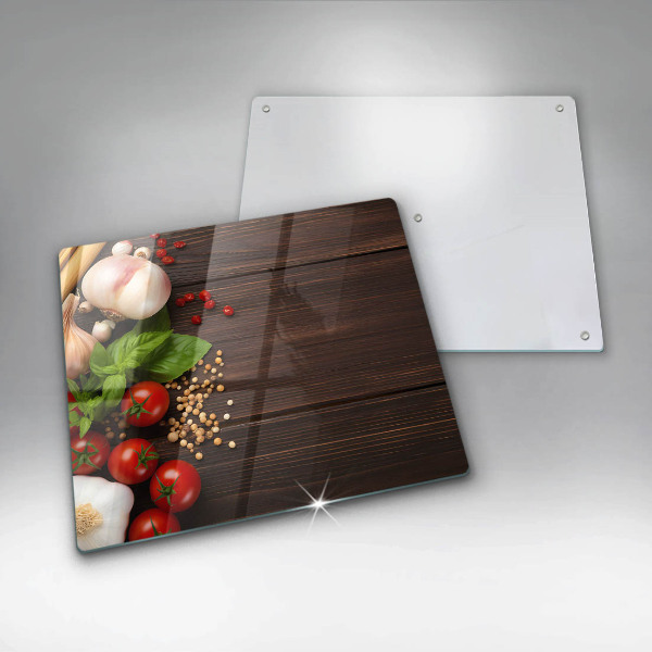 Sklenená doska na krájanie Zelenina na stole