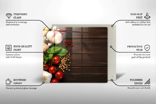 Sklenená doska na krájanie Zelenina na stole