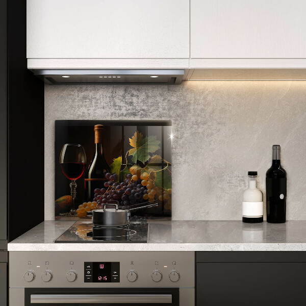 Sklenená doska na krájanie Pohár vína a hrozna