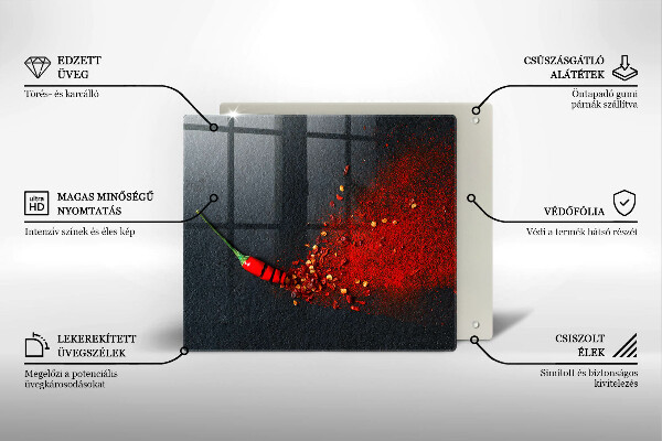 Sklenená doska na krájanie Čili paprička