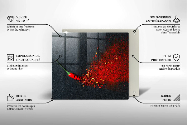 Sklenená doska na krájanie Čili paprička