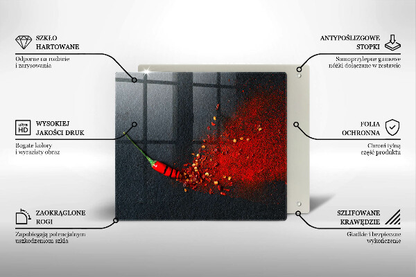 Sklenená doska na krájanie Čili paprička