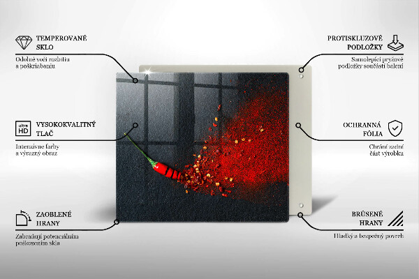 Sklenená doska na krájanie Čili paprička