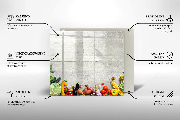 Sklenená doska na krájanie Zelenina na doskách