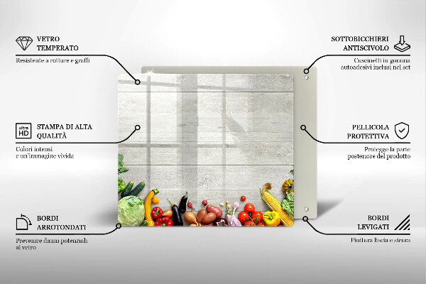 Sklenená doska na krájanie Zelenina na doskách
