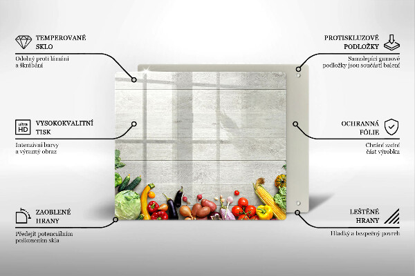 Sklenená doska na krájanie Zelenina na doskách