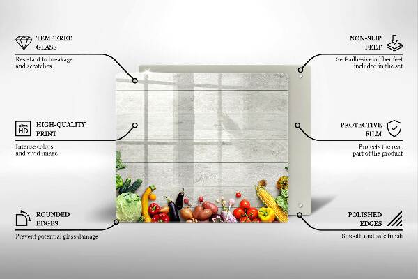 Sklenená doska na krájanie Zelenina na doskách