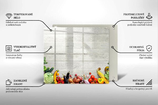 Sklenená doska na krájanie Zelenina na doskách