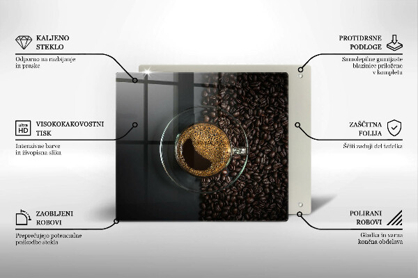 Sklenená doska na krájanie Káva a fazuľa