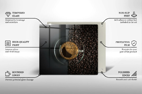 Sklenená doska na krájanie Káva a fazuľa