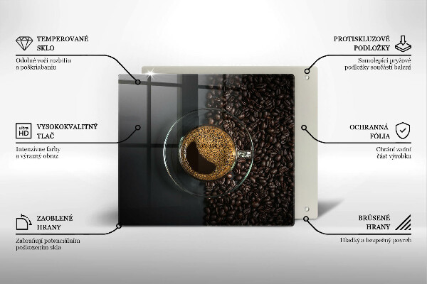 Sklenená doska na krájanie Káva a fazuľa