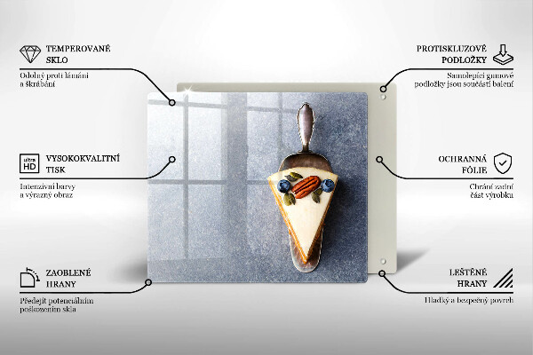 Sklenená doska na krájanie Kúsok koláča
