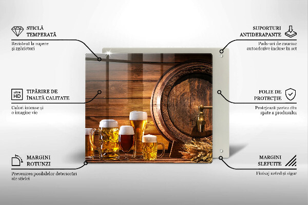 Sklenená doska na krájanie Sud piva