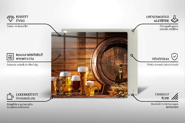 Sklenená doska na krájanie Sud piva