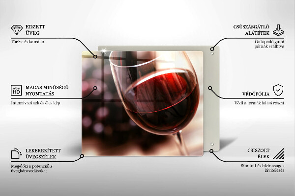 Sklenená doska na krájanie Pohárik červeného vína